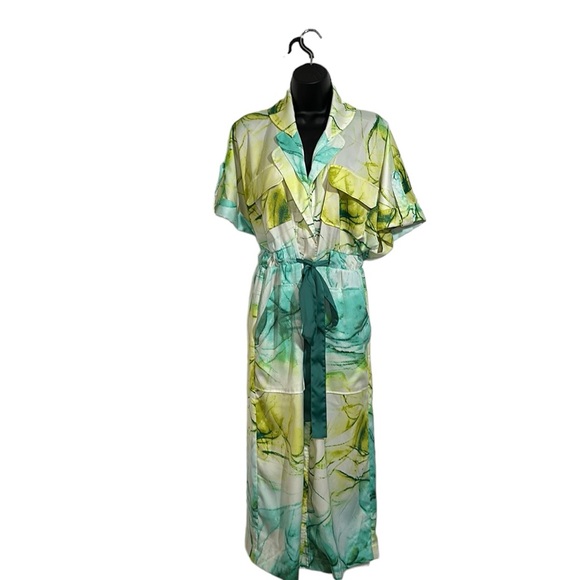 Jeannie Mai x I.N.C Button Down Short Sleeve Tie Dye Midi Dress Sz XS - Picture 3 of 14